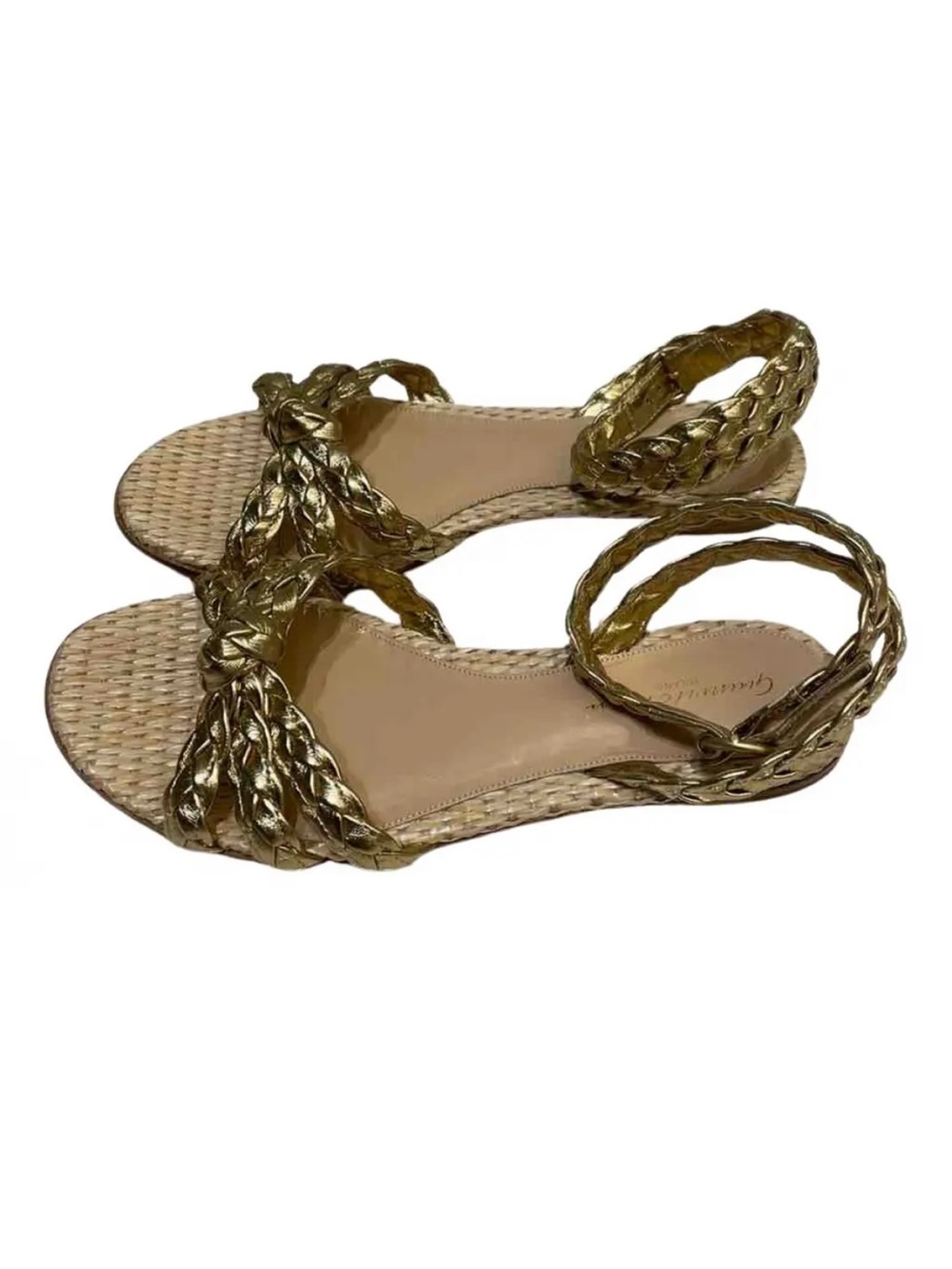 Gianvito Rossi Gold-Braided Raffia Sandals